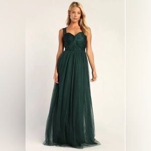 lulus green tulle formal dress size medium